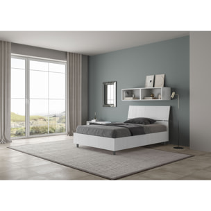 Cama de una plaza y medio con almacenaje 120x200 con cabecera inclinada fresno blanco Demas