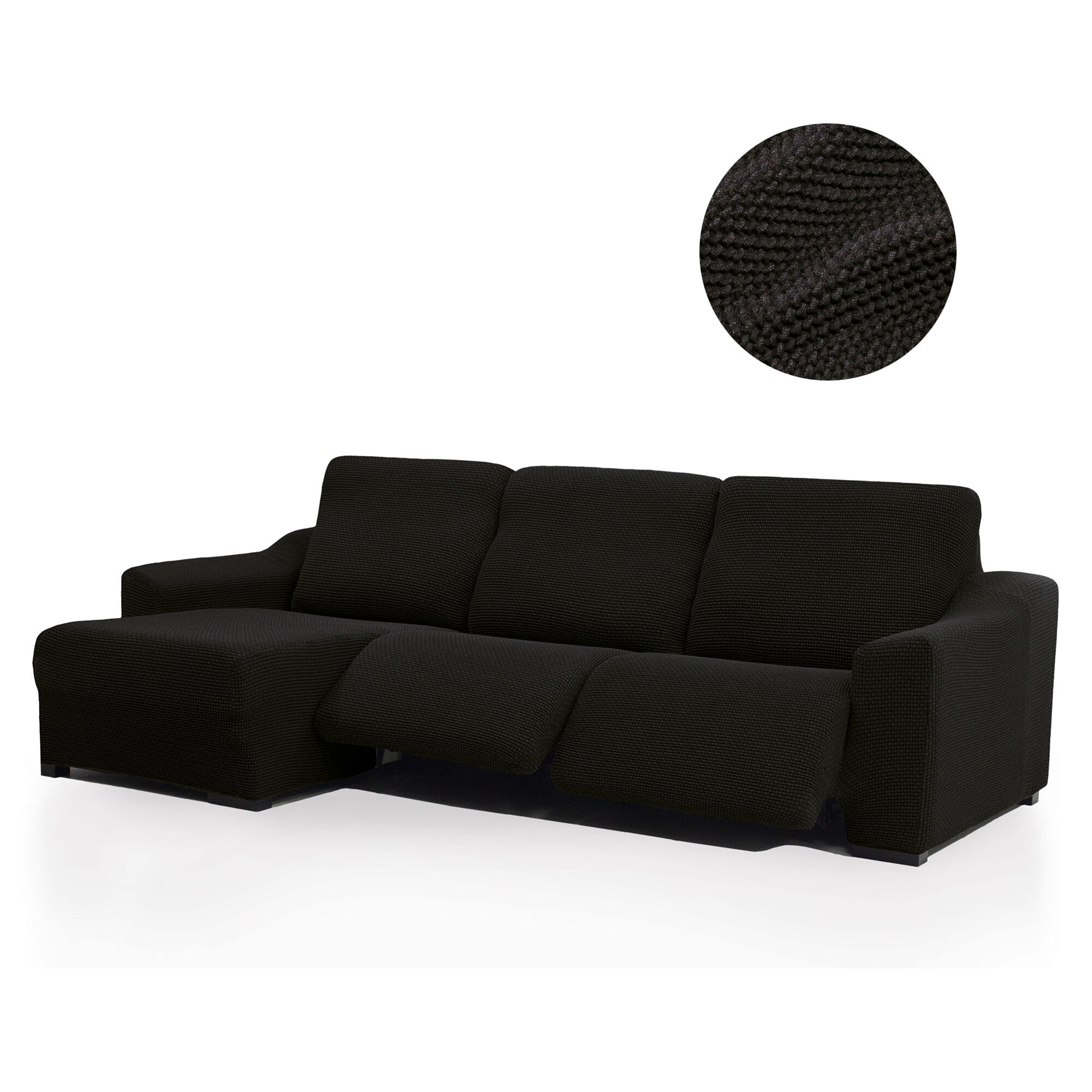 Funda para Chaise Longue izquierda (visto de frente ) brazo corto SÚPER ELÁSTICA con RELAX modelo HELENA
