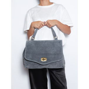 Borsa a mano da donna Made in Italy - Modello Zelia Elite - Pelle scamosciata - 37.0 x 22.0 x 15.0 cm