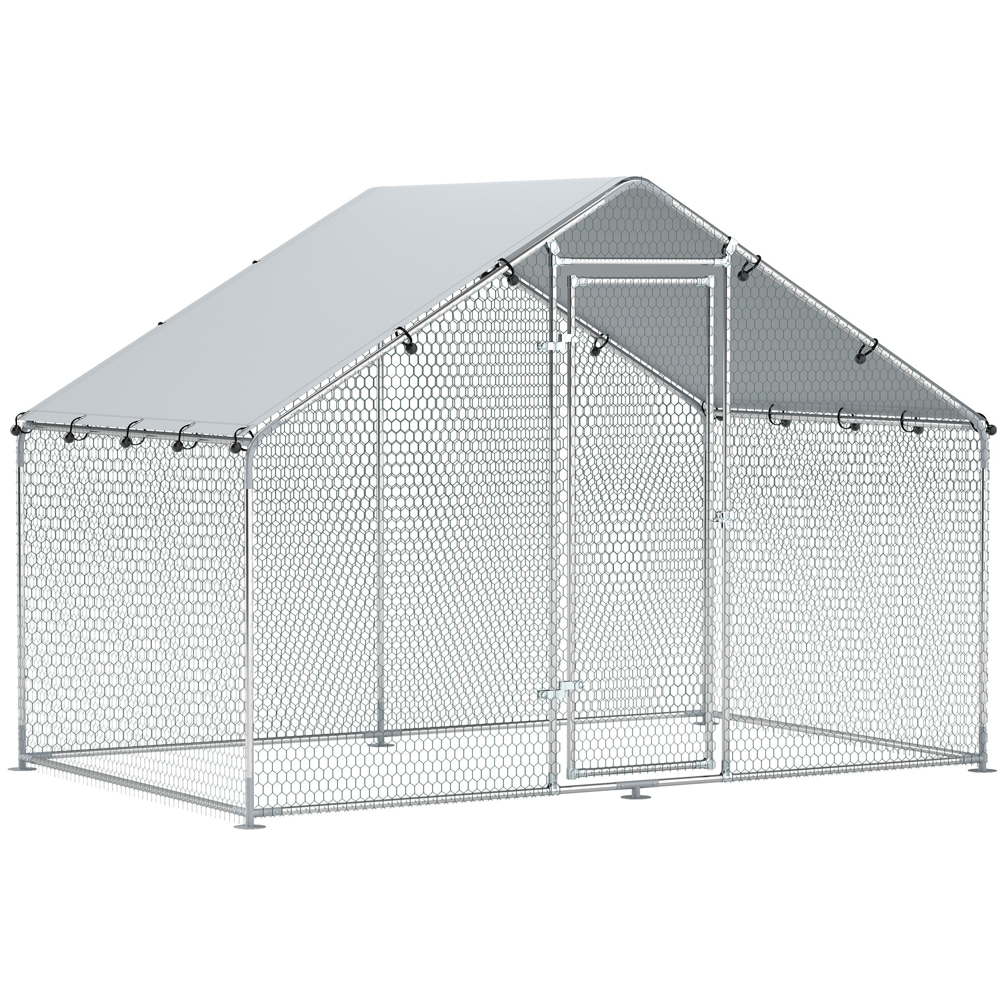 Gallinero para Exterior Gallinero de Acero Galvanizado con Cubierta Anti-UV e Impermeable Jaula para 5-8 Gallinas Plata