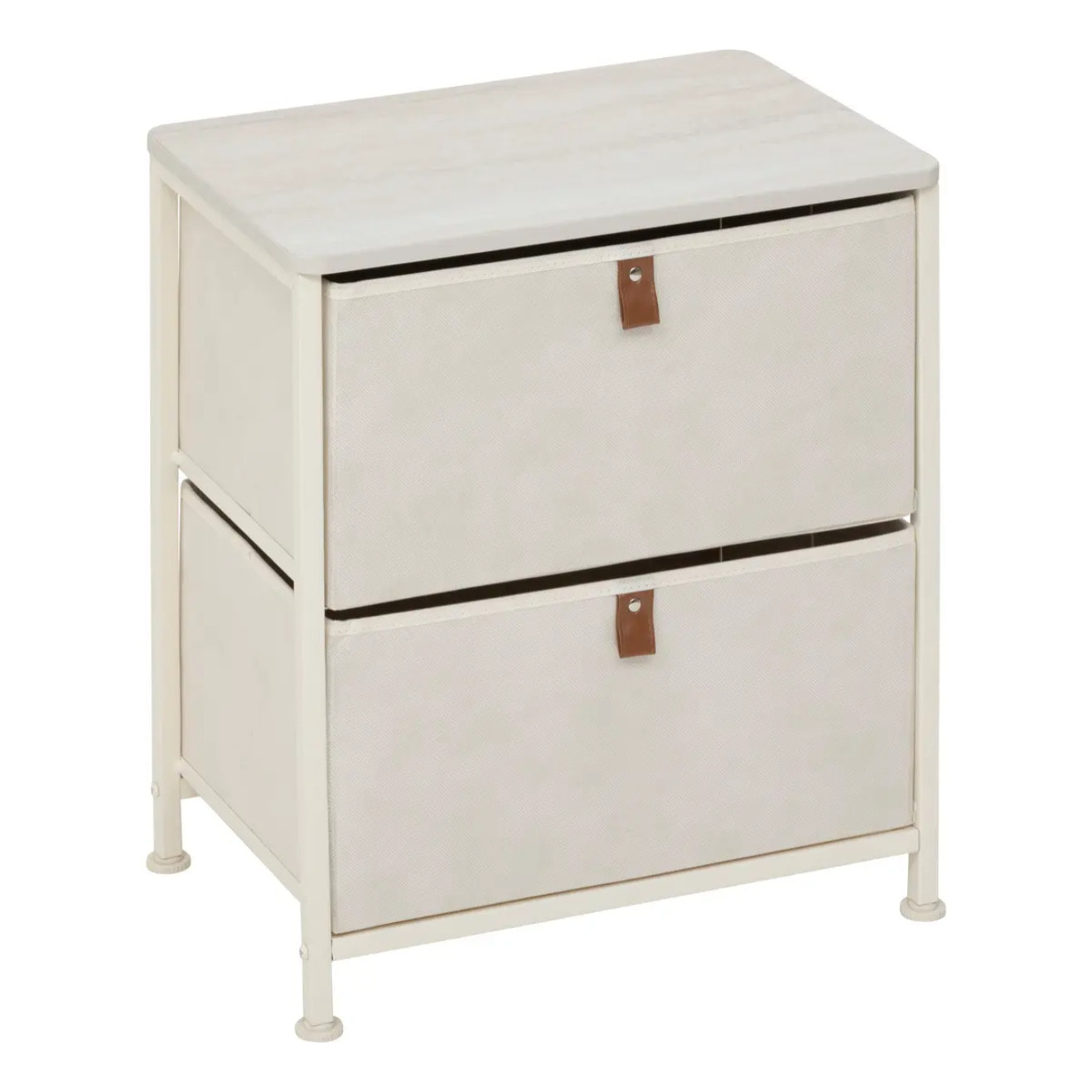 Chevet Tissa 2 tiroirs beige