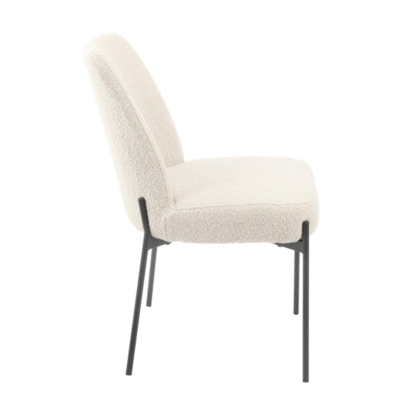 Chaise bouclette beige imitation laine de mouton et pieds métal noir - BOUCLE