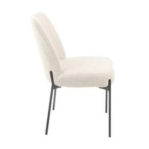 Chaise bouclette beige imitation laine de mouton et pieds métal noir - BOUCLE