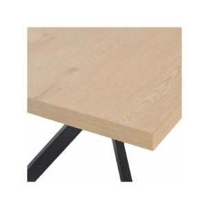 Table de Repas 90 x 180 cm Décor Chêne Clair et Métal Noir - ESTA