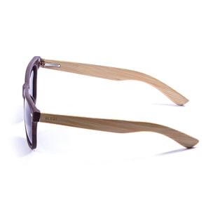 Gafas de sol OCEAN BEACH WOOD - Madera marrón oscuro y / Revo azul