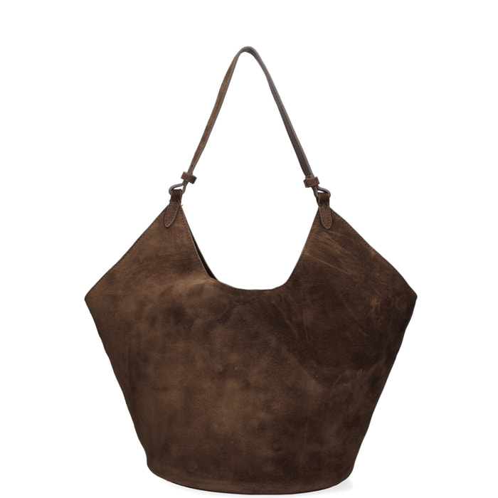 Borsa a spalla da donna - Modello Lisboa - Pelle Scamosciata - 27.0 x 38.0 x 21.5 cm