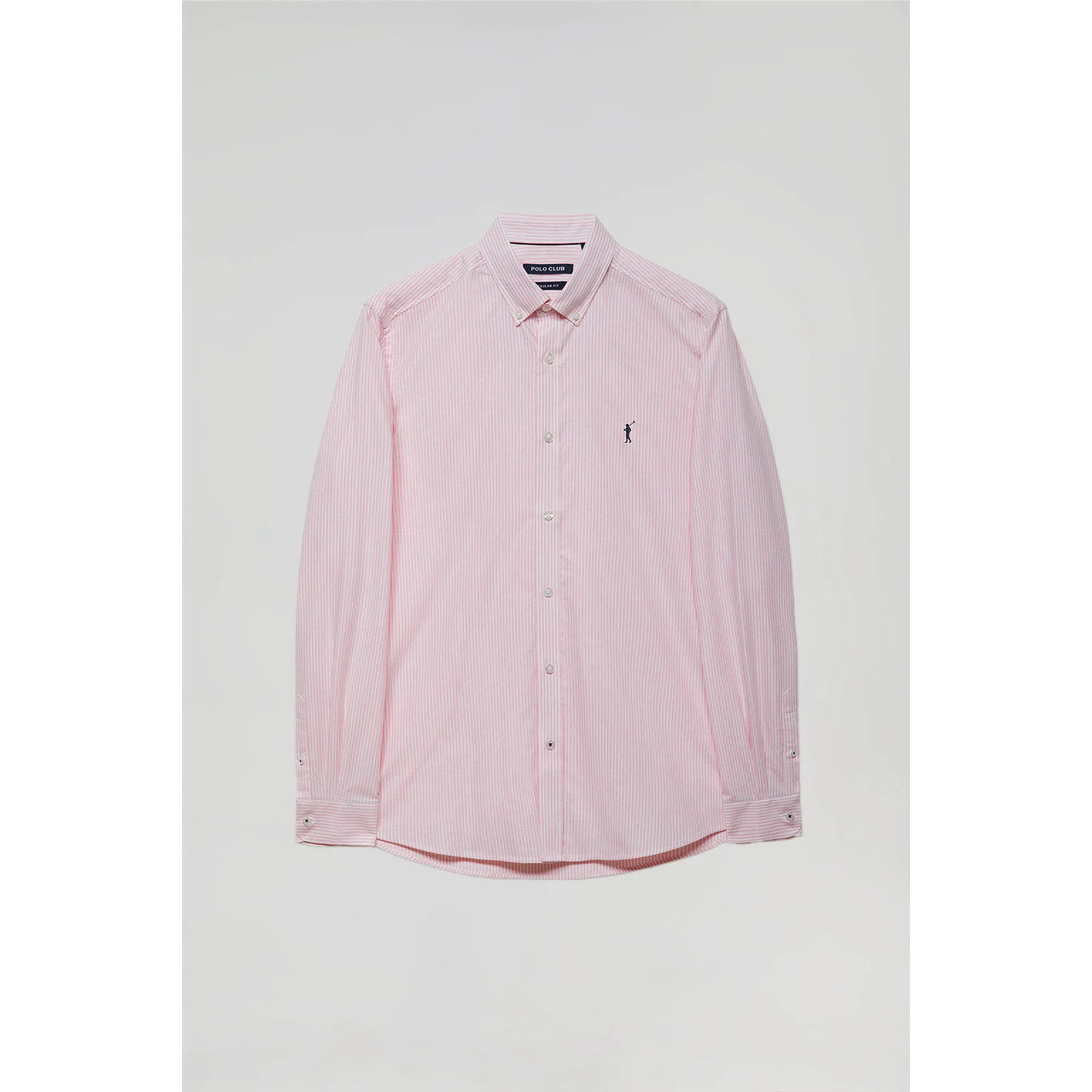 Camicia Oxford a righe rosa con logo Rigby Go