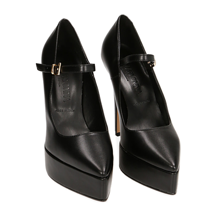 Zapatos de salón con plataforma negros, tacón de 13 cm.