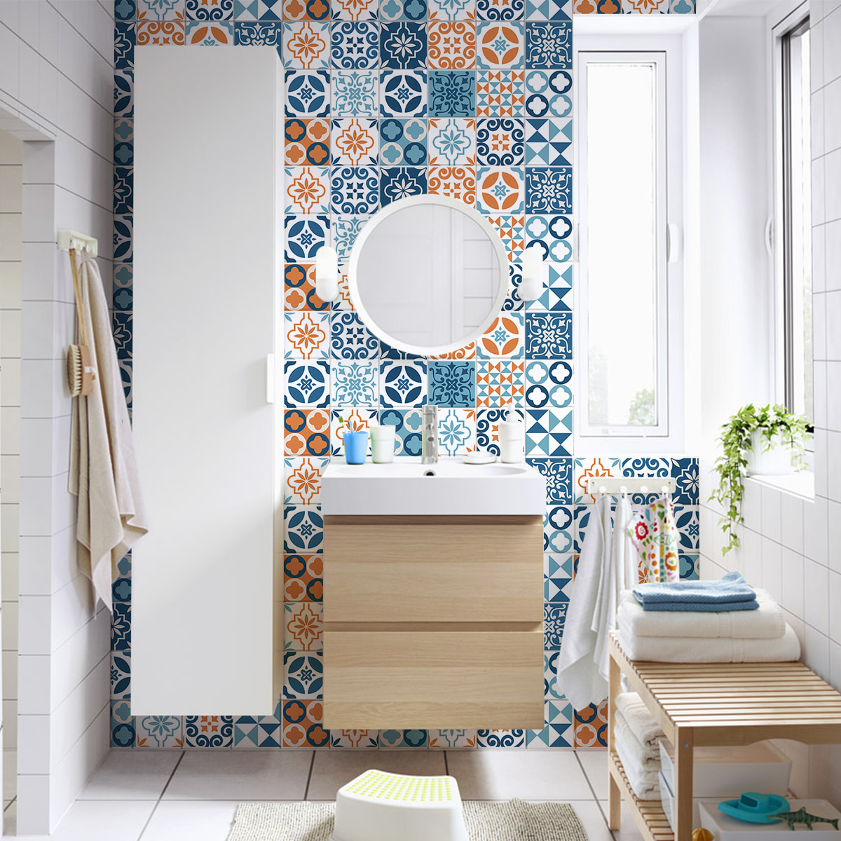 Stickers muraux - Sticker Mural Carrelage adhésif Cuisine Salle de Bain - 30 STICKERS CARRELAGES AZULEJOS LUIZIANA
