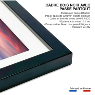 Poster couleur chaude et lavandin Affiche + cadre en bois - Noir