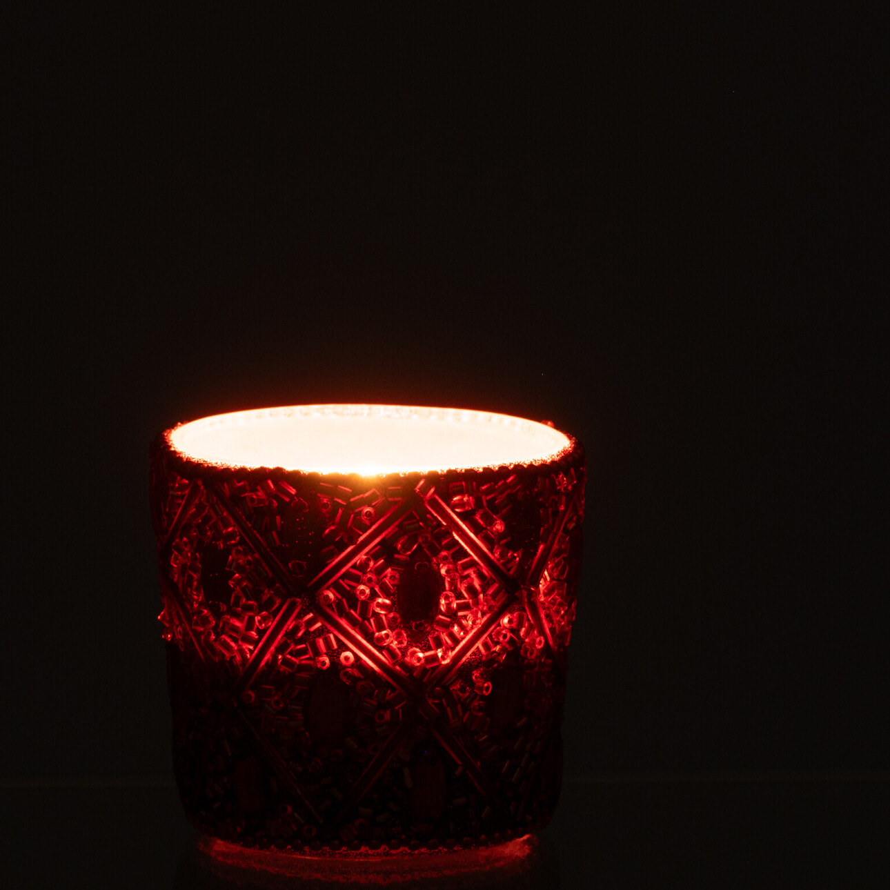 J-Line photophore - verre/perles  - marron foncé/rouille - small