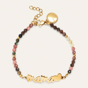 Pulsera Mamá Heart Tourmaline Acero Baño Oro