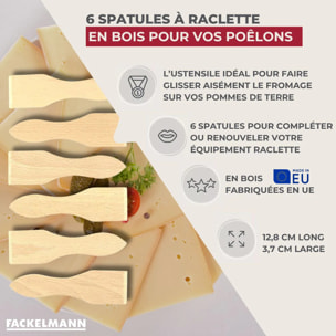 Lot de 6 spatules à raclette en bois 13 cm Fackelmann Wood Edition
