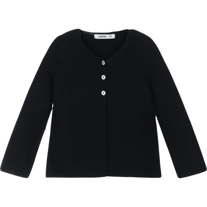 Chaqueta punto bebé algodón cuello redondo