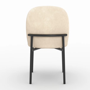 Lot de 2 chaises en tissu beige et pieds métal noir - Noah