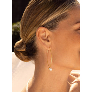 Orecchino Arch Bean Pearl Argento Placcato Oro