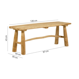 Banc bout de lit 120 cm en bois de teck style exotique - CENDRILLON