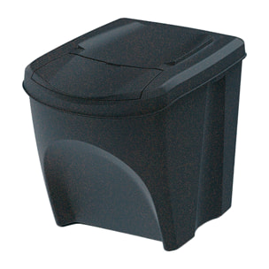 Set de 4 cubos de basura papelera reciclaje, antracita eco, volumen 4x25l