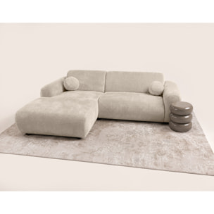 Louise - Canapé d'angle gauche 4 places en velours texturé - Beige