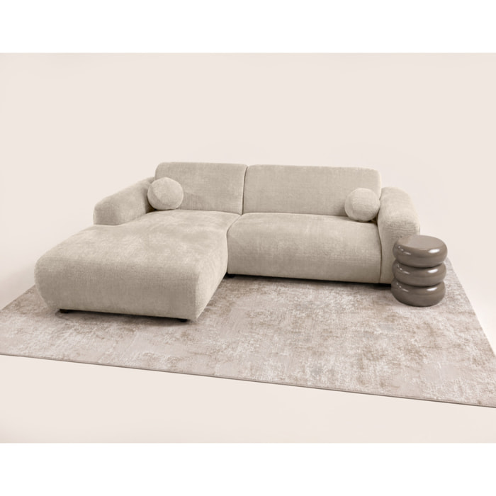 Louise - Canapé d'angle gauche 4 places en velours texturé - Beige