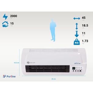 Calefactor split mural 2000 W con mando a distancia y temporizador HOTI M50 PURLINE