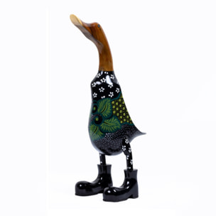 Statue H. 40 cm canard maillot fleuri en bois de teck - DUCK