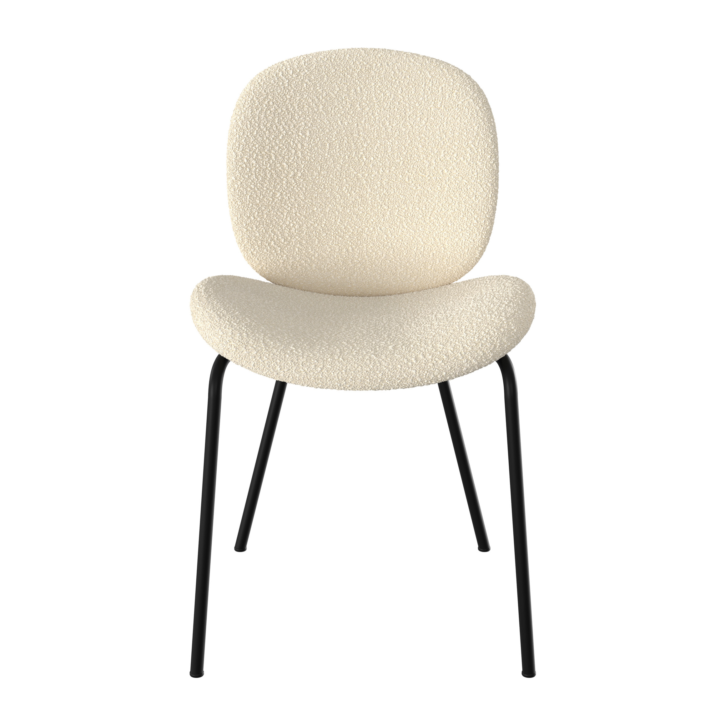 Chaise Iris en tissu bouclé beige et pieds en métal noir (lot de 2)