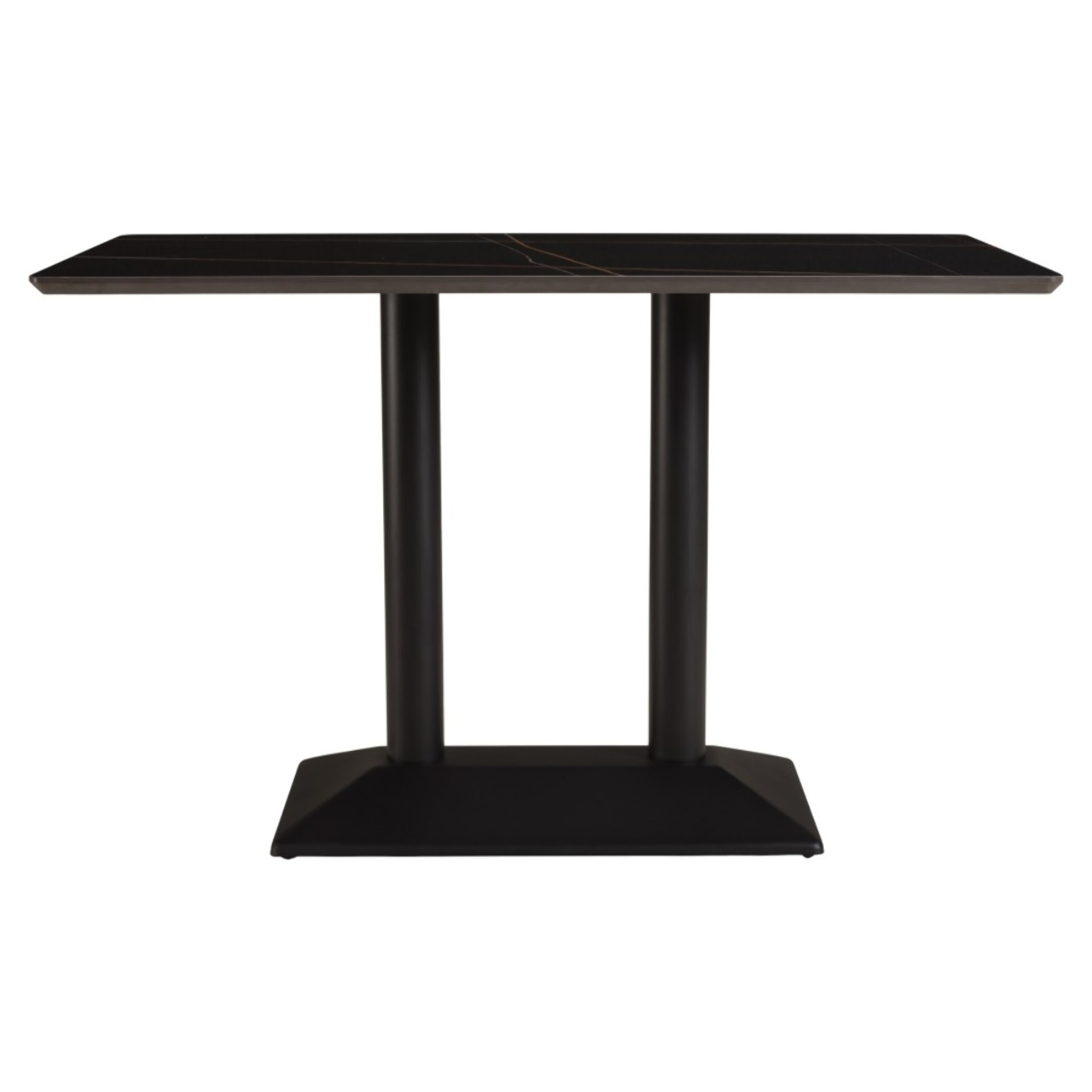 ICARE - Ensemble n°1: table bistrot rect. 120x70cm en céramique marbré noir
