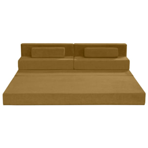 Astral - Canapé 3 places convertible en velours texturé - Marron