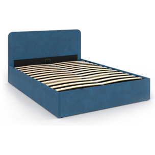 Lit coffre Louise 140x190cm velours bleu