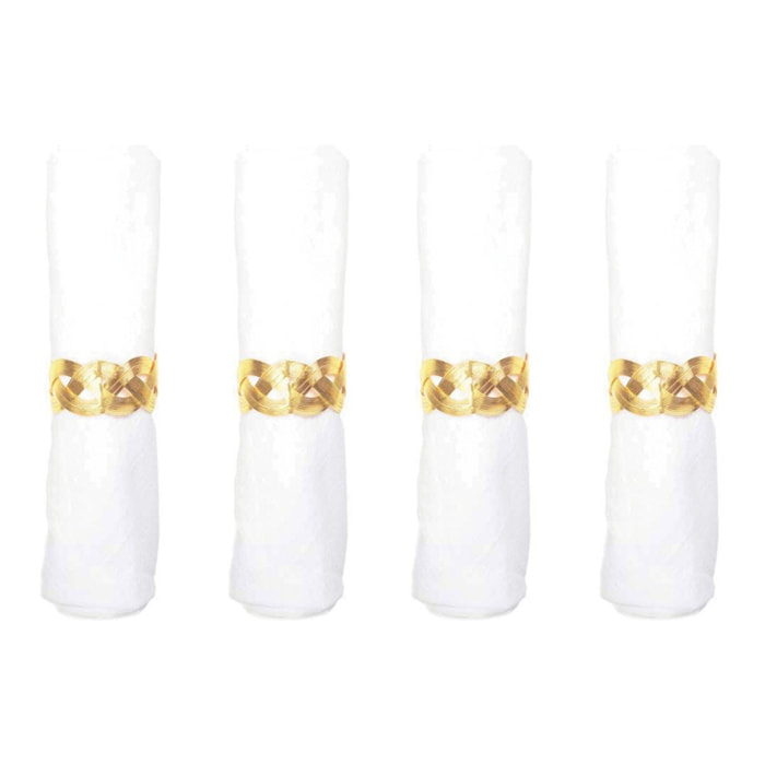 Lot de 4 ronds de serviettes nattes dorées