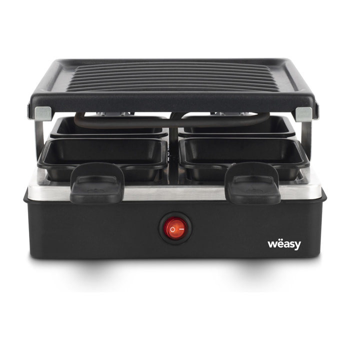 Raclette LUGA40 Weasy 4 personas con grill, 600W, 4 sartenes anthiaderentes