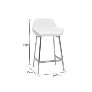 Tabourets de bar design blancs et pieds métal (lot de 2) RINGER