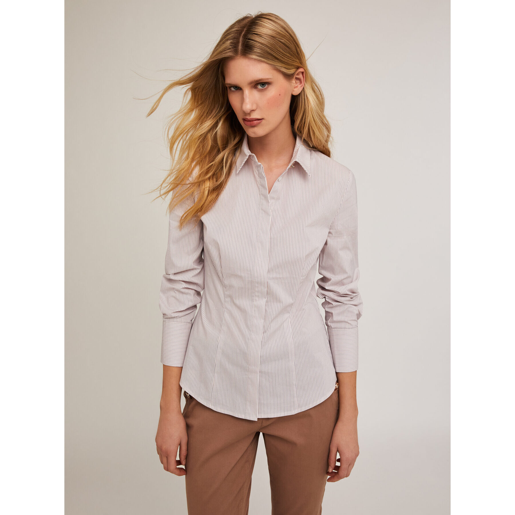 Motivi - Camisa en popelina de rayas - Rosa