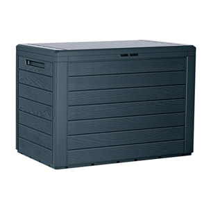 Baul de jardin 190 litros Prosperplast Woodebox de plastico en color antracita 78 x 43,3 x 55 cm