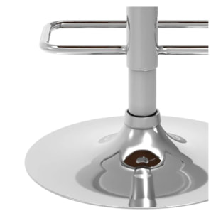 Chaise de bar réglable et pivotante en bois foncé et PU blanc 56/77 cm - Georges