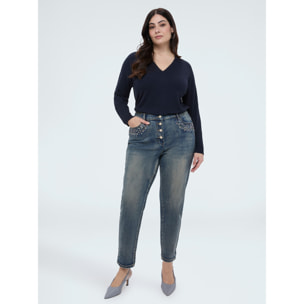 Fiorella Rubino - Jeans Barrell con punti luce colorati - Azzurro