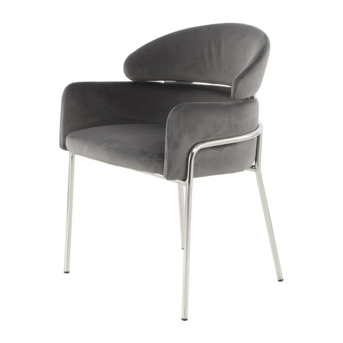 Sedia Elva 100 Grigio e Argento in Velluto