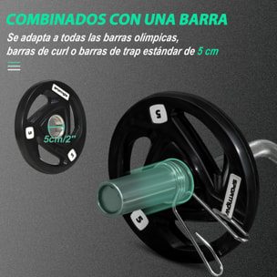 Juego de 2 Discos de Pesas Olímpicas de Hierro Fundido 5 kg Placas de Pesas Recubierta de Goma con Barra Tri-Grip y Orificio de 5 cm para Fitness en Gimnasio Casa Ø24x3,5 cm Negro