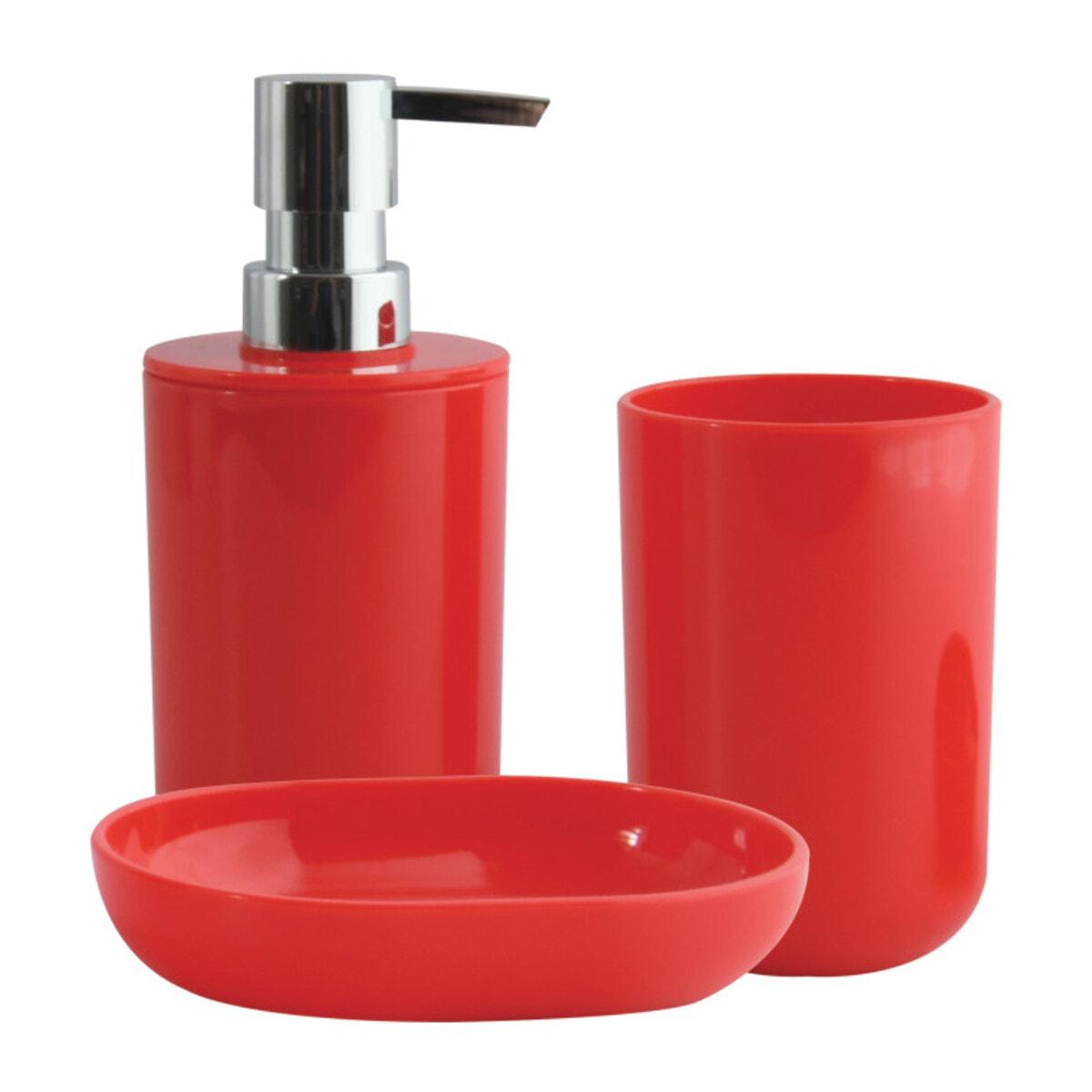 Lot de 3 accessoires de salle de bain INAGUA Rouge MSV