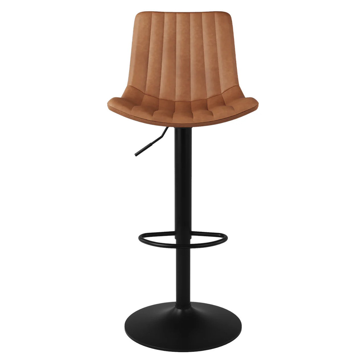 Lot de 2 chaises de bar réglables 62,5/83 cm camel en cuir synthétique - Killi