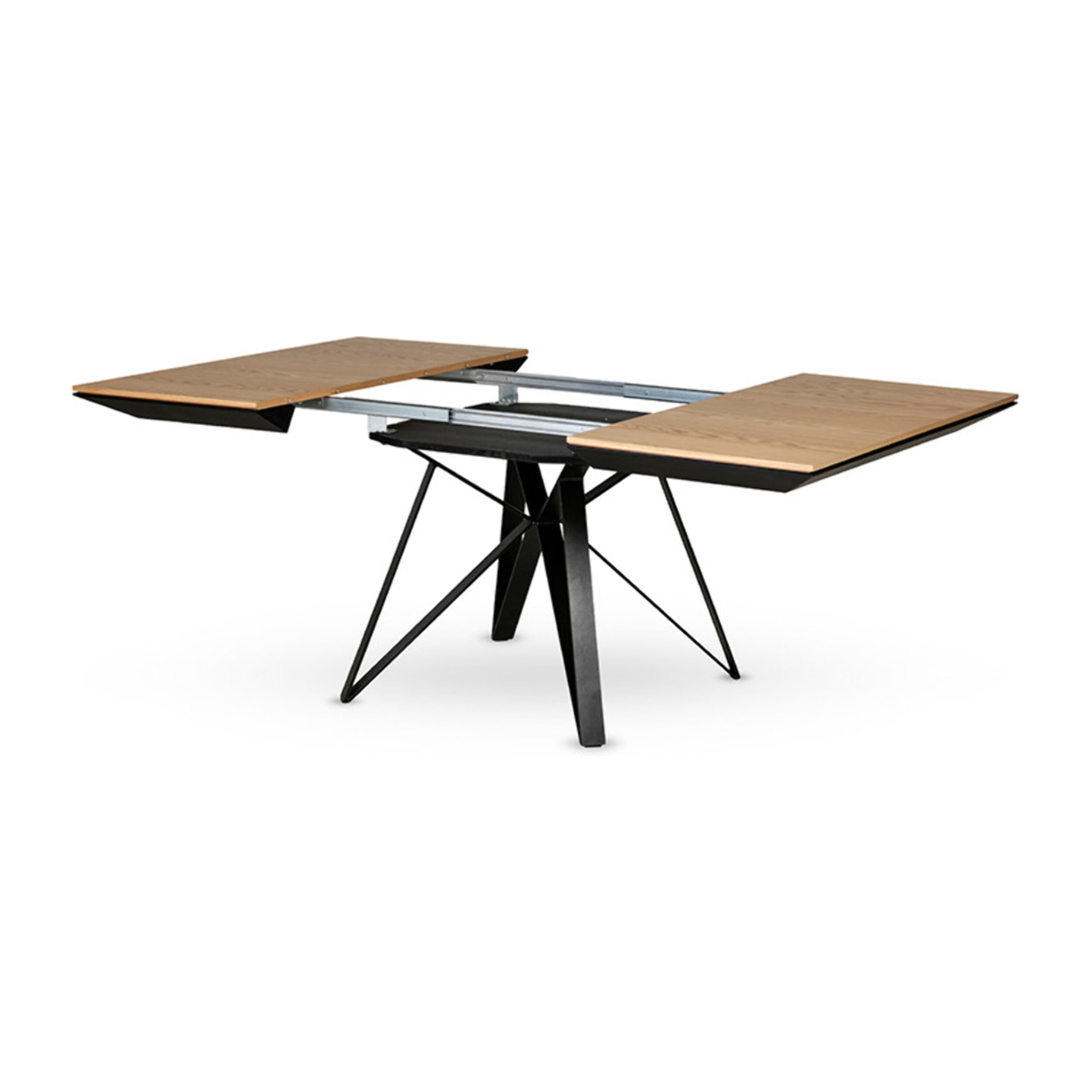 Belize - table à manger carrée extensible - effet bois et métal - 4 à 8 personnes - Noir / Bois