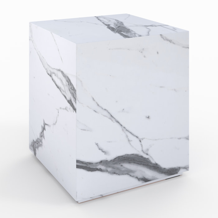 Table d'appoint effet marbre blanche - Lison
