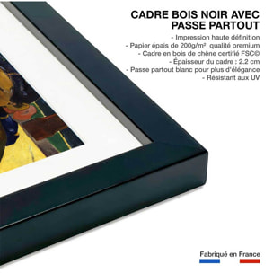 Poster Les nouvelles du jour - Parau api par Paul Gauguin Affiche + cadre en bois - Noir