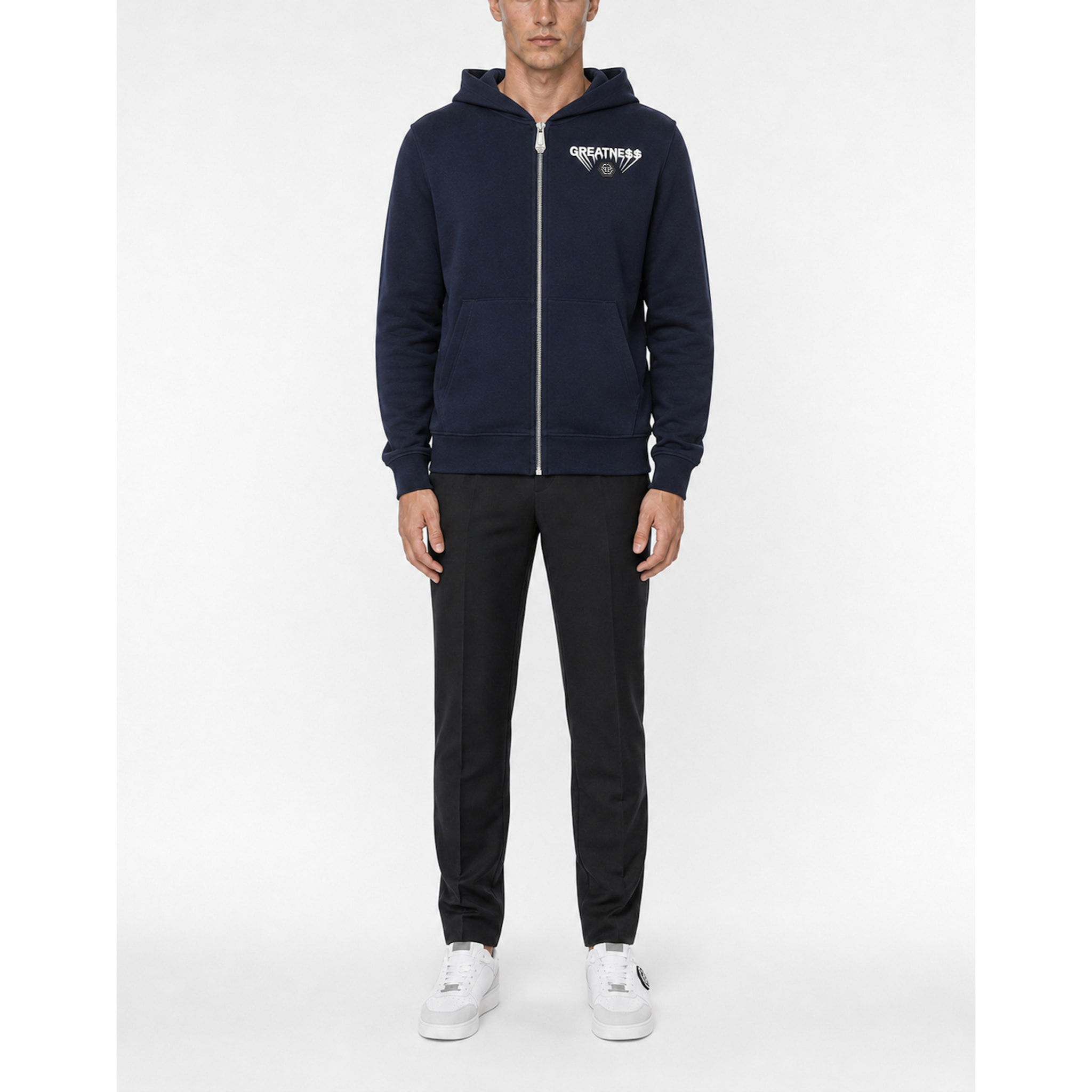 PHILIPP PLEIN Felpa con zip e cappuccio GREATNESS