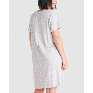 Camisón corto mujer plumas manga corta ligero