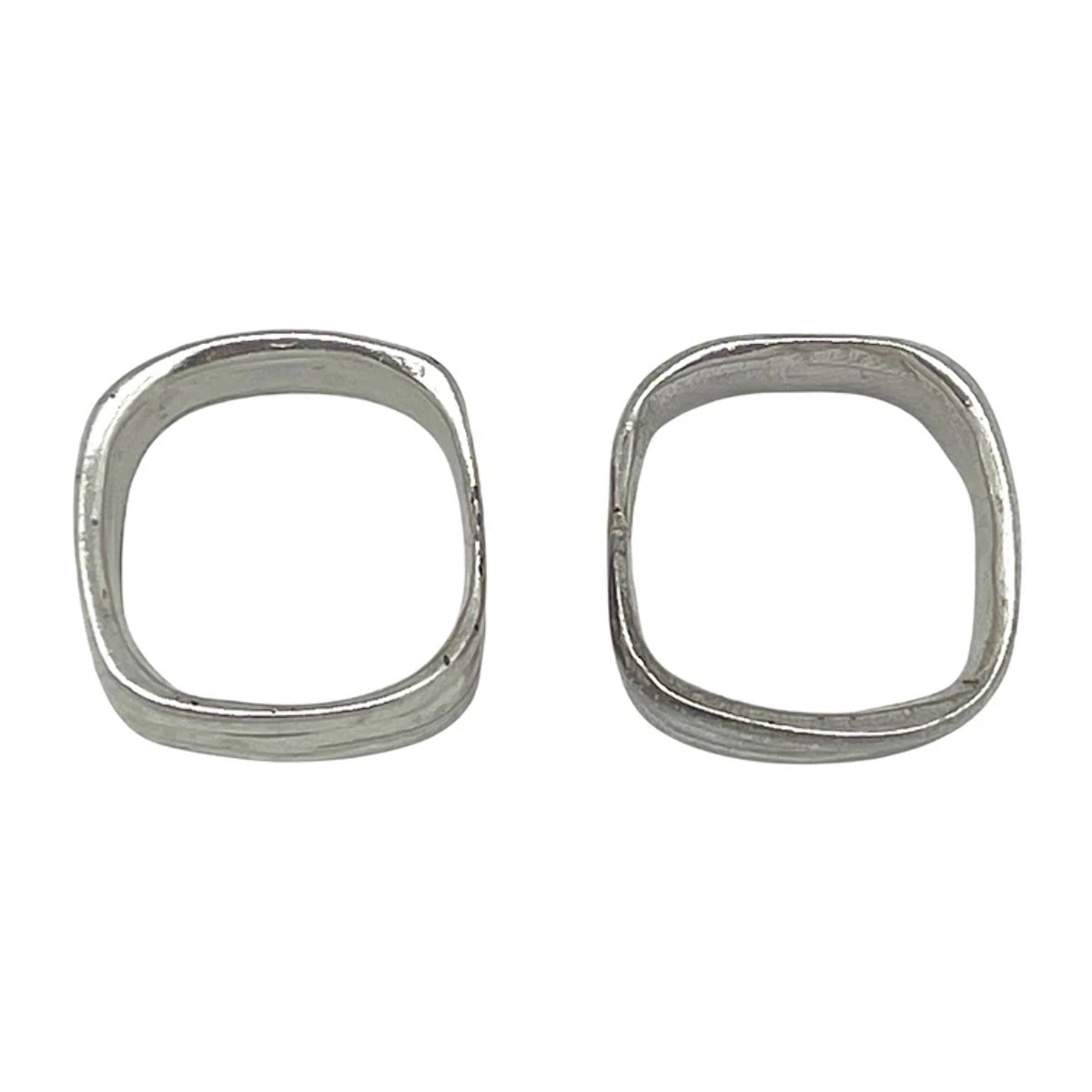 Pareja de anillos cuadrados Lineas plata de ley 10µ