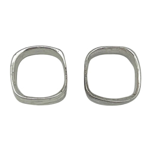 Pareja de anillos cuadrados Lineas plata de ley 10µ