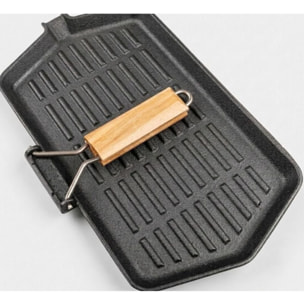 Poêle Grill poignée en Bois 34cm Fonte d'acier tous feux dont induction four Noir Arthur Martin AM4418