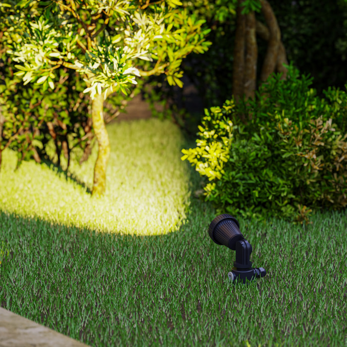 Forlight TIDIAN Foco Proyector Exterior para Jardín con IP65. Proyector con Pincho para Césped. Para Bombilla GU10. Color Negro